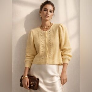 NWT Sezane Elegant Yellow Butternut Women's Sweater Cardigan Egide Medium M
